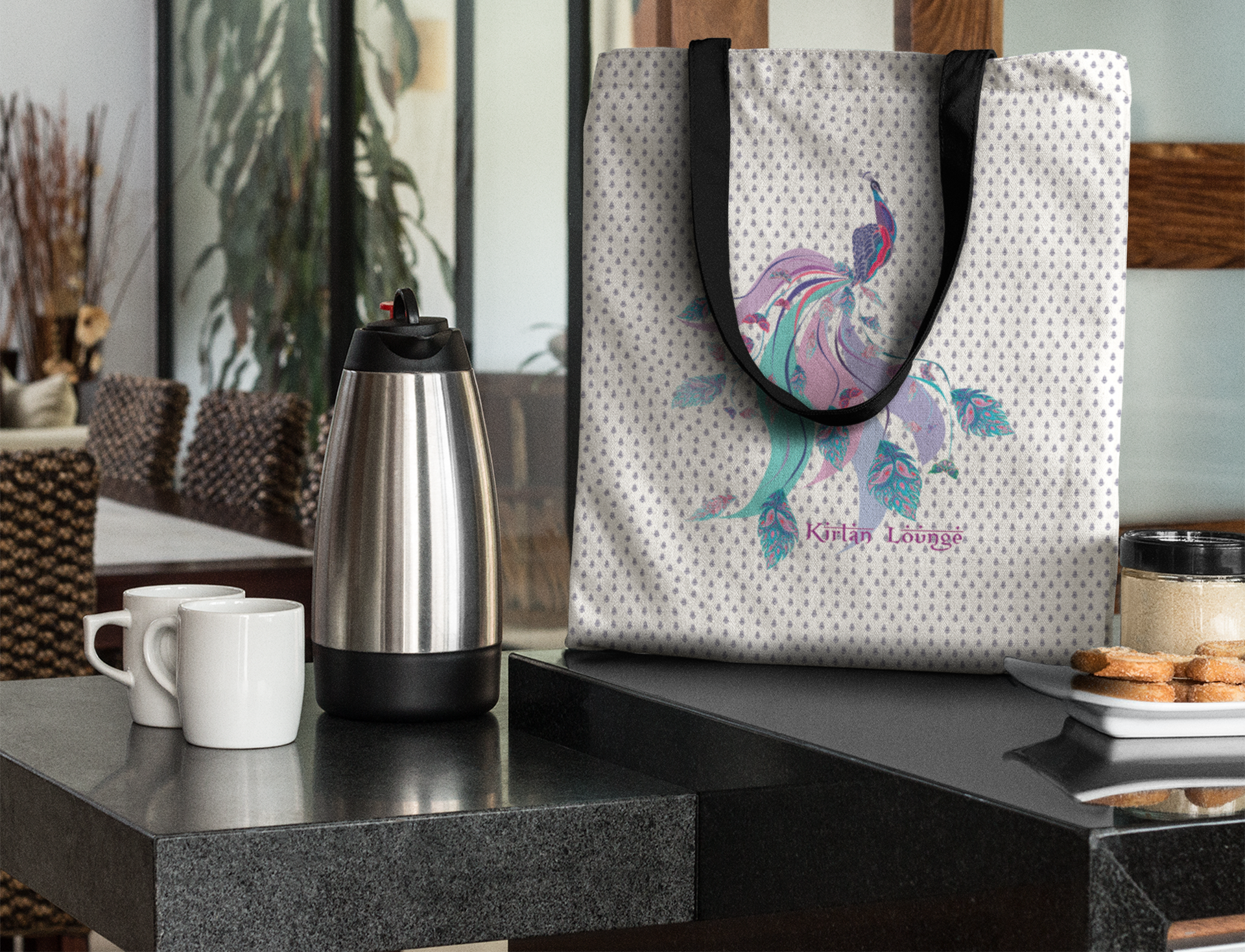 Tote bag with Peacock Print