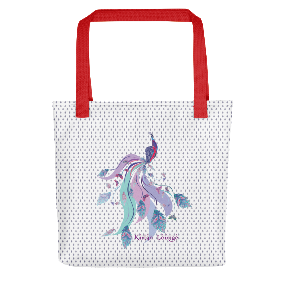 Tote bag with Peacock Print Red